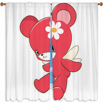 Teddy Bear With Wings Window Curtains 34581536