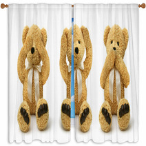 Teddy Bears See Hear Speak No Evil Window Curtains 68534289