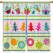 Template Christmas Greeting Card Ribbon Vector Window Curtains 67758974