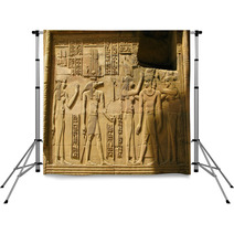 Temple Of Kom Ombo Egypt: The Pharaoh And Sobek  The Crocodile Backdrops 63791844