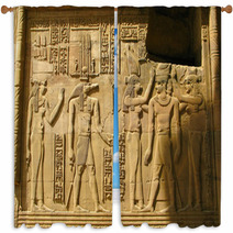Temple Of Kom Ombo Egypt: The Pharaoh And Sobek  The Crocodile Window Curtains 63791844