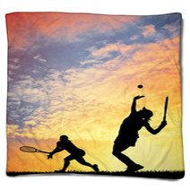 Tennis At Sunset Blankets 65544858