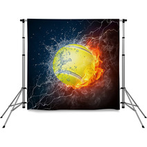 Tennis Ball Art With Fire And Water Backdrops 25479671