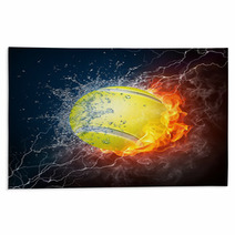 Tennis Ball Art With Fire And Water Rugs 25479671