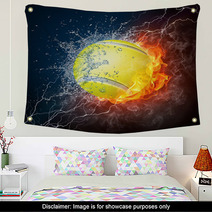 Tennis Ball Art With Fire And Water Wall Art 25479671