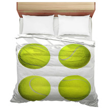 Tennis Ball Collection Isolated On White Background. Closeup Bedding 62001527