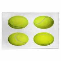 Tennis Ball Collection Isolated On White Background. Closeup Rugs 62001527