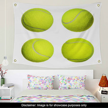 Tennis Ball Collection Isolated On White Background. Closeup Wall Art 62001527