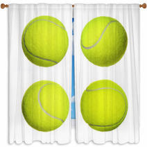 Tennis Ball Collection Isolated On White Background. Closeup Window Curtains 62001527