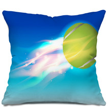 Tennis Ball Fire In Sky Illustration Pillows 69701636