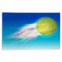 Tennis Ball Fire In Sky Illustration Rugs 69701636