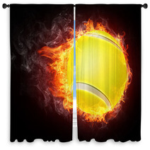 Tennis Ball In Fire Window Curtains 21718172