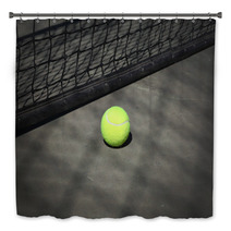 Tennis Ball On The Court With The Net On The Background Bath Decor 65484920