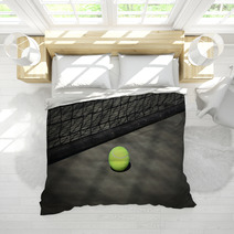 Tennis Ball On The Court With The Net On The Background Bedding 65484920
