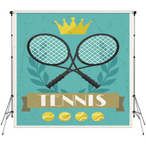 Tennis. Retro Poster In Flat Design Style. Backdrops 66773514