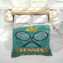 Tennis. Retro Poster In Flat Design Style. Bedding 66773514