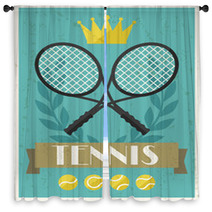 Tennis. Retro Poster In Flat Design Style. Window Curtains 66773514