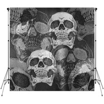 Terrible Frightening Seamless Pattern With Skull Backdrops 107758665