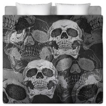 Terrible Frightening Seamless Pattern With Skull Bedding 107758665