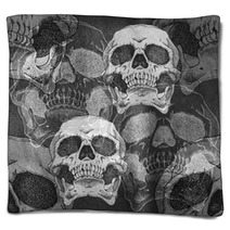 Terrible Frightening Seamless Pattern With Skull Blankets 107758665