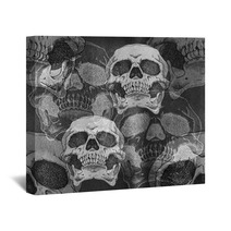 Terrible Frightening Seamless Pattern With Skull Wall Art 107758665