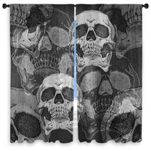 Terrible Frightening Seamless Pattern With Skull Window Curtains 107758665