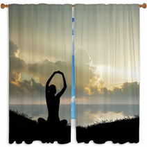 Terrific View Of A Beautiful Sunset In Africa Window Curtains 65634671
