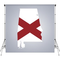 Territory Of Alabama With Flag On Grey Background Backdrops 142723712