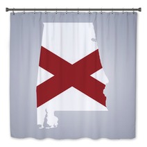 Territory Of Alabama With Flag On Grey Background Bath Decor 142723712
