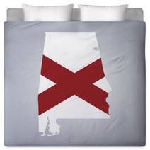 Territory Of Alabama With Flag On Grey Background Bedding 142723712