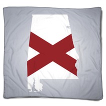 Territory Of Alabama With Flag On Grey Background Blankets 142723712