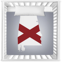 Territory Of Alabama With Flag On Grey Background Nursery Decor 142723712