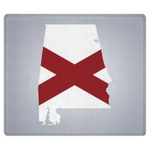 Territory Of Alabama With Flag On Grey Background Rugs 142723712