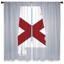 Territory Of Alabama With Flag On Grey Background Window Curtains 142723712