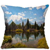 Teton Reflection In Grand Teton National Park,USA Pillows 51496281