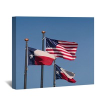 Texas And American Flags Wall Art 25368467