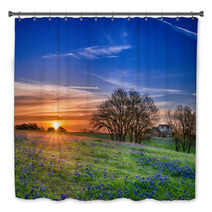 Texas Bluebonnet Wildflower Spring Field At Sunrise Bath Decor 64044248