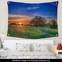 Texas Bluebonnet Wildflower Spring Field At Sunrise Wall Art 64044248