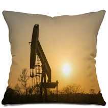 Texas Oil Well Against Setting Sun Pillows 61657158