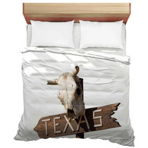 Texas Sign With Old Horse Skull Bedding 68283337