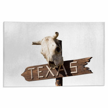 Texas Sign With Old Horse Skull Rugs 68283337