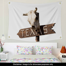 Texas Sign With Old Horse Skull Wall Art 68283337