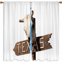 Texas Sign With Old Horse Skull Window Curtains 68283337