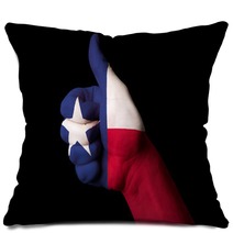 Texas Us State Flag Thumb Up Gesture For Excellence And Achievem Pillows 41308842