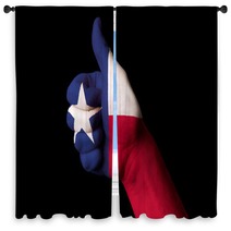 Texas Us State Flag Thumb Up Gesture For Excellence And Achievem Window Curtains 41308842