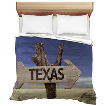 Texas Wooden Sign Isolated On Desert Background Bedding 68685775