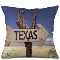 Texas Wooden Sign Isolated On Desert Background Pillows 68685775