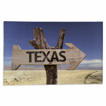 Texas Wooden Sign Isolated On Desert Background Rugs 68685775