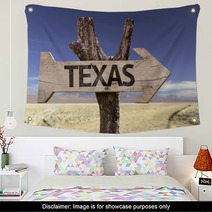 Texas Wooden Sign Isolated On Desert Background Wall Art 68685775