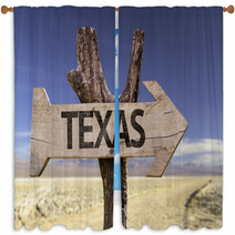 Texas Wooden Sign Isolated On Desert Background Window Curtains 68685775